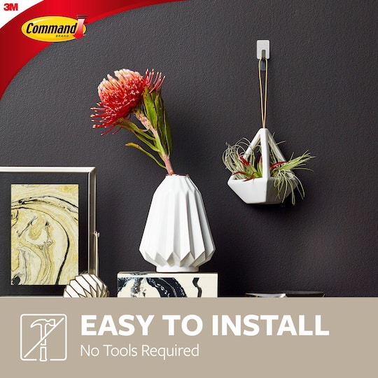 Command™ Small Decorative Metal Hooks, Stainless Steel